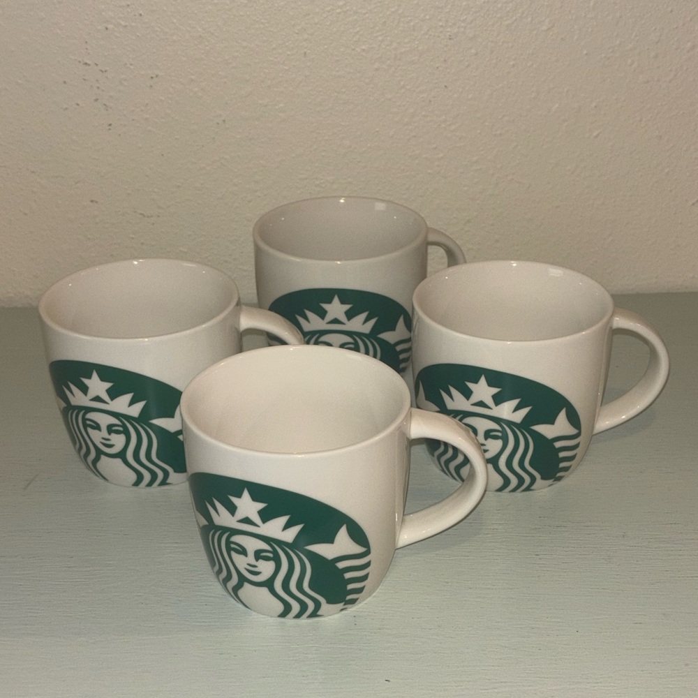 SET OF 4 STARBUCKS GLASS COFFEE MUGS